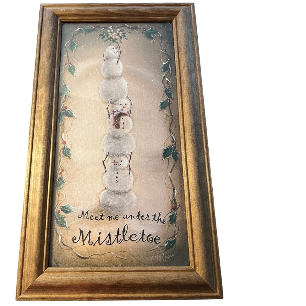 Framed Snowman Artwork – “Meet Me Under the Mistletoe”